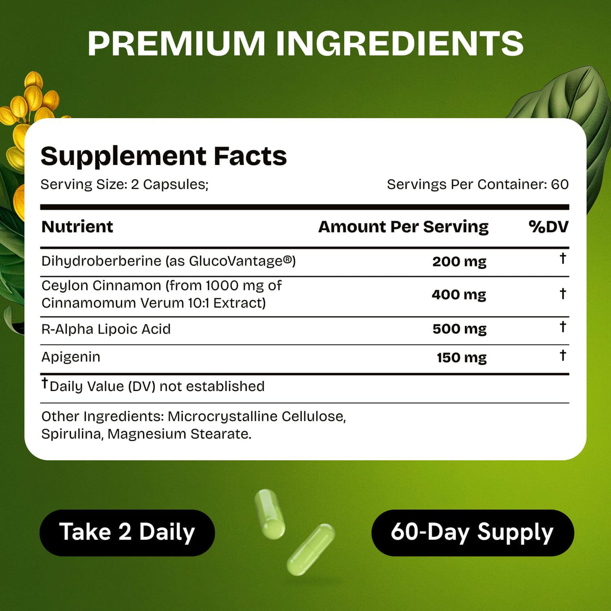 Capsules HealMeal Dihydroberbérine à côté d'un verre d'eau