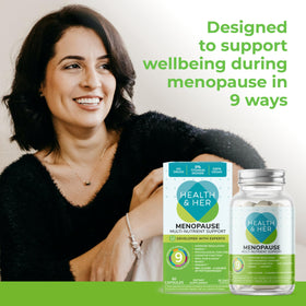 Capsules Health and Her Ménopause dans une main