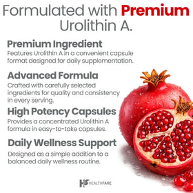 Capsules Healthfare Urolithin A sur une table