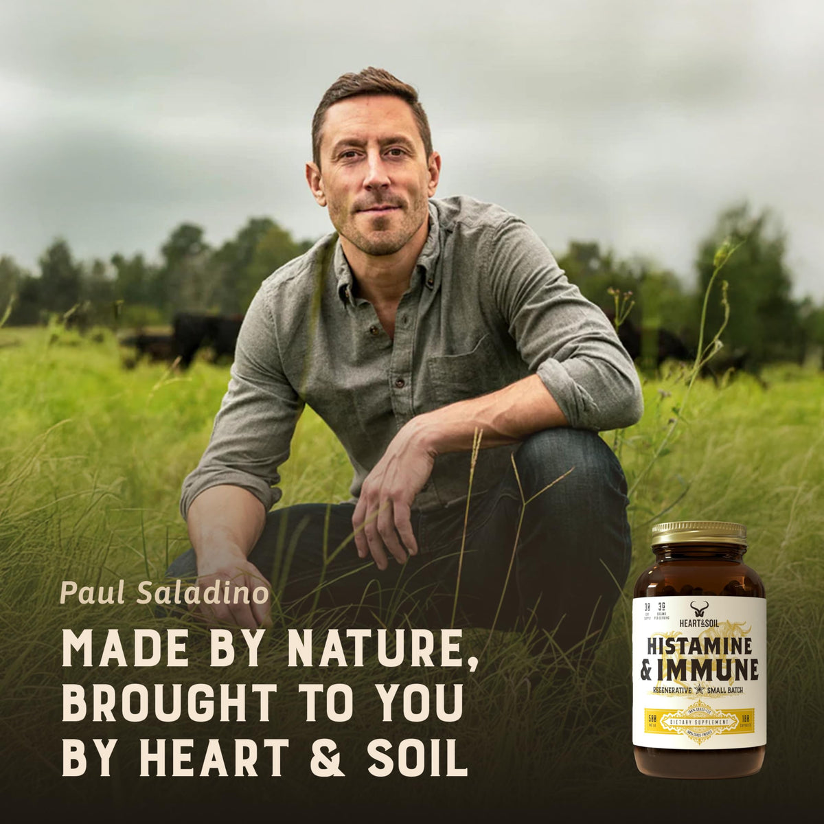 Capsules HEART & SOIL Complément Alimentaire Histamine avec étiquette visible