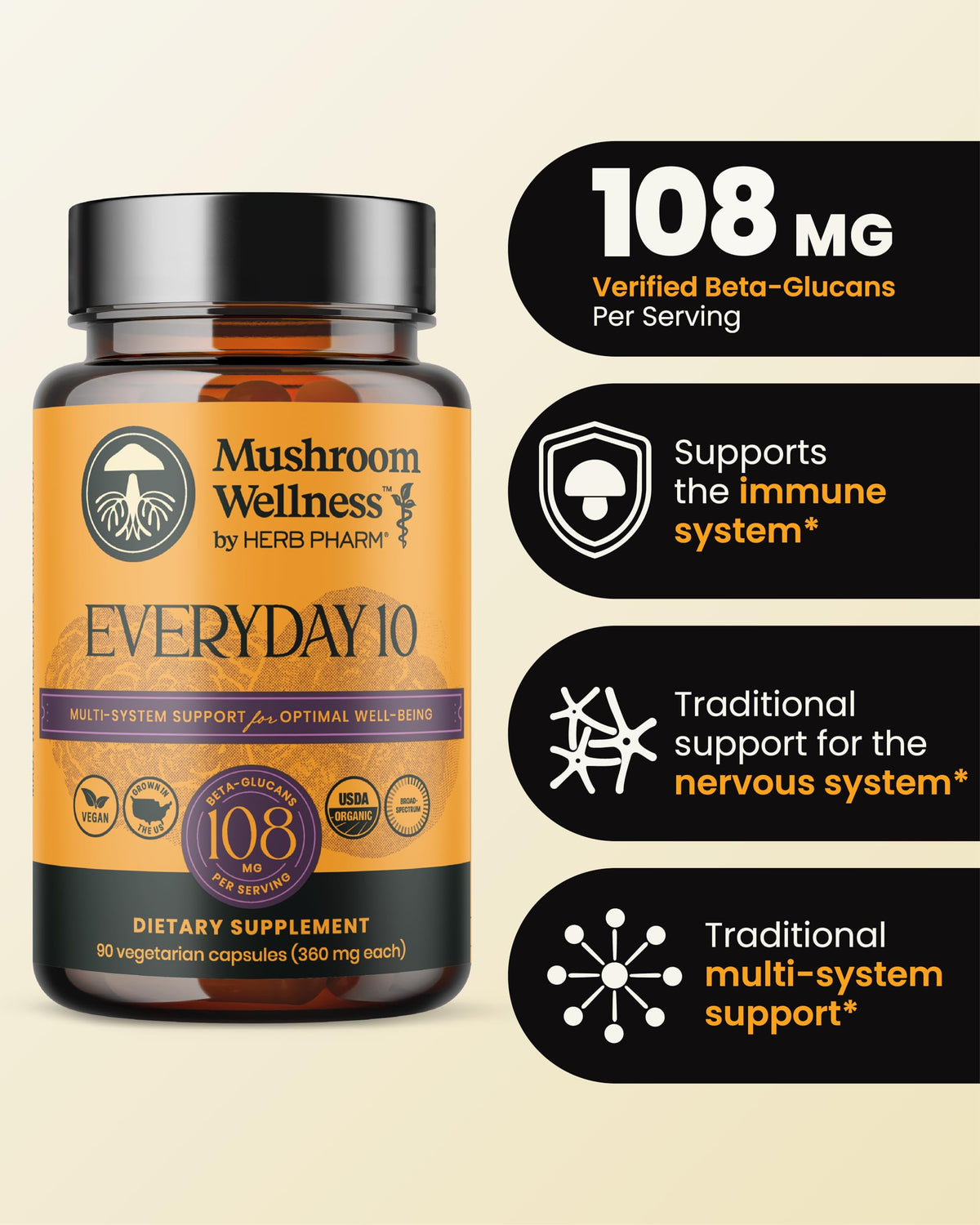 Capsules Herb Pharm Everyday 10 sur une surface en bois
