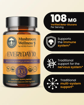 Capsules Herb Pharm Everyday 10 sur une surface en bois