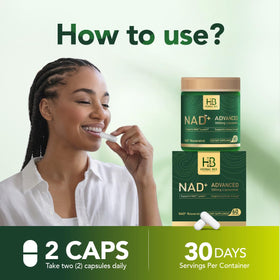 Capsules Herbal Bee Liposomal NAD+ sur fond blanc