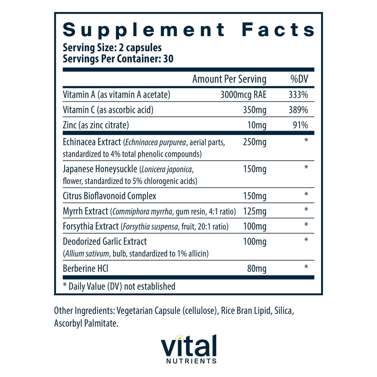 Capsules Herbal Biotic de Vital Nutrients sur fond blanc