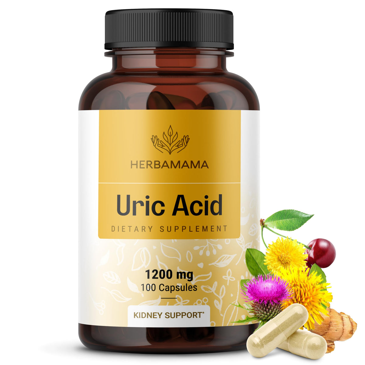 Capsules HERBAMAMA de soutien à l'acide urique en vue de face
