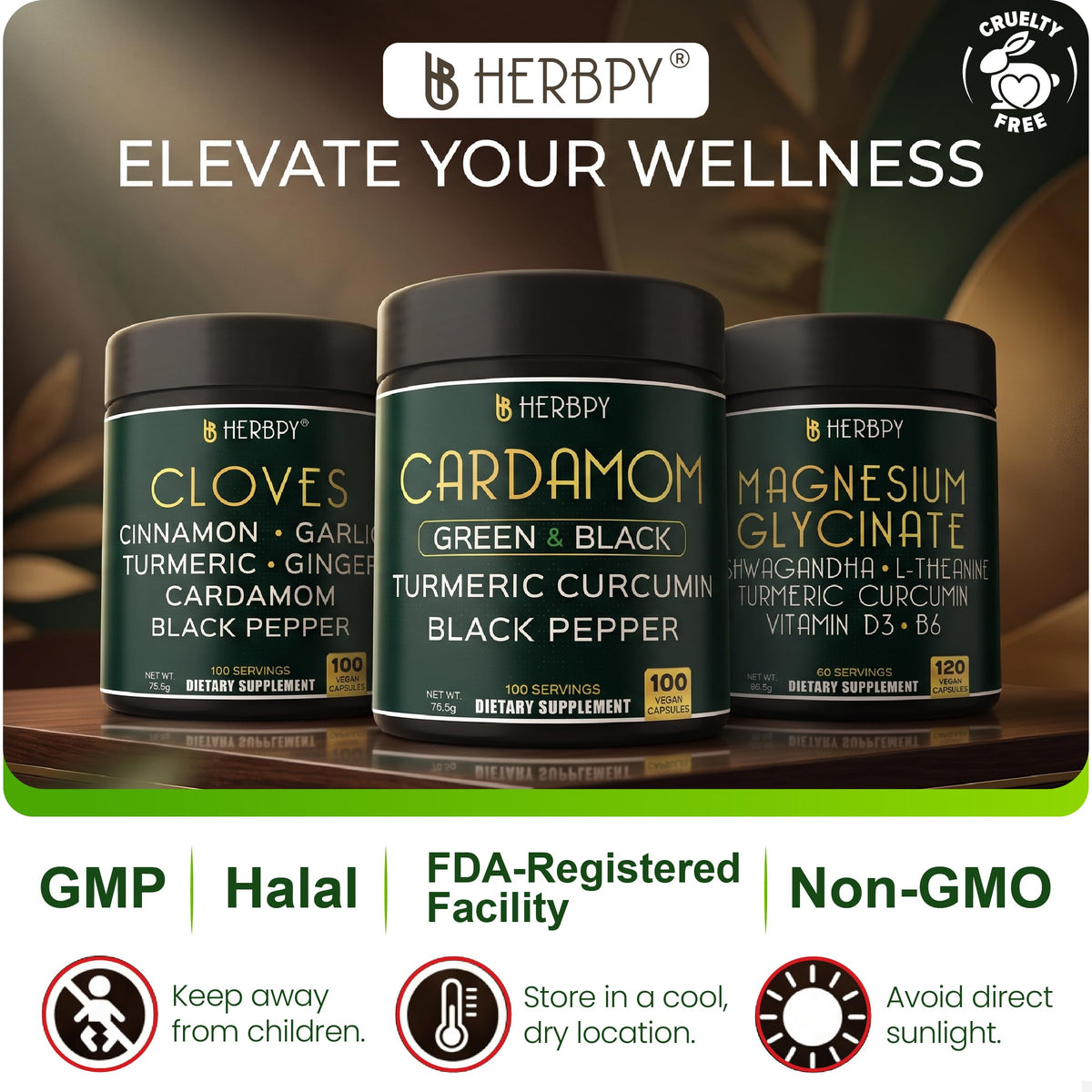 Capsules Herbpy 4-en-1 sur un fond blanc