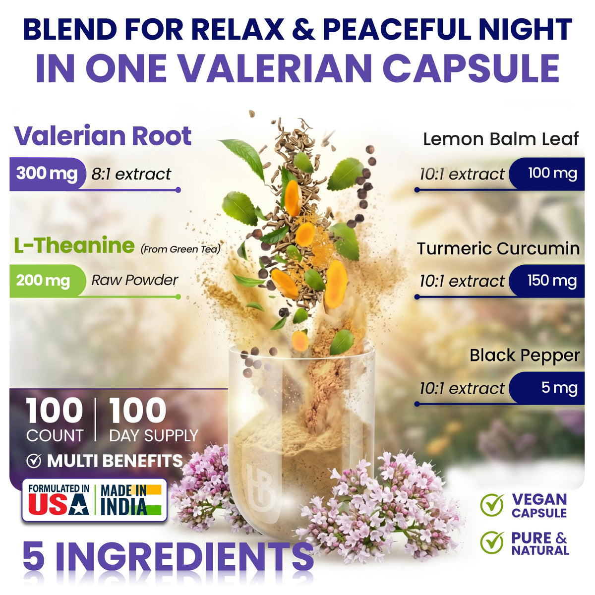 Capsules Herbpy Valériane sur une surface en bois