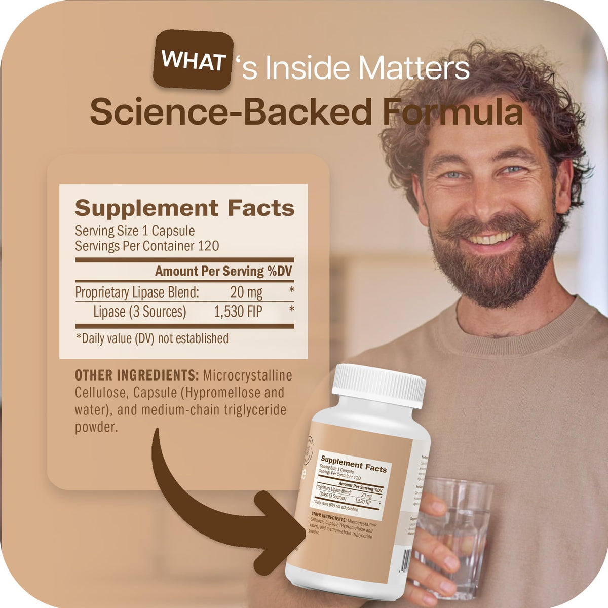 Capsules Houston Enzymes Lypazyme dans une main