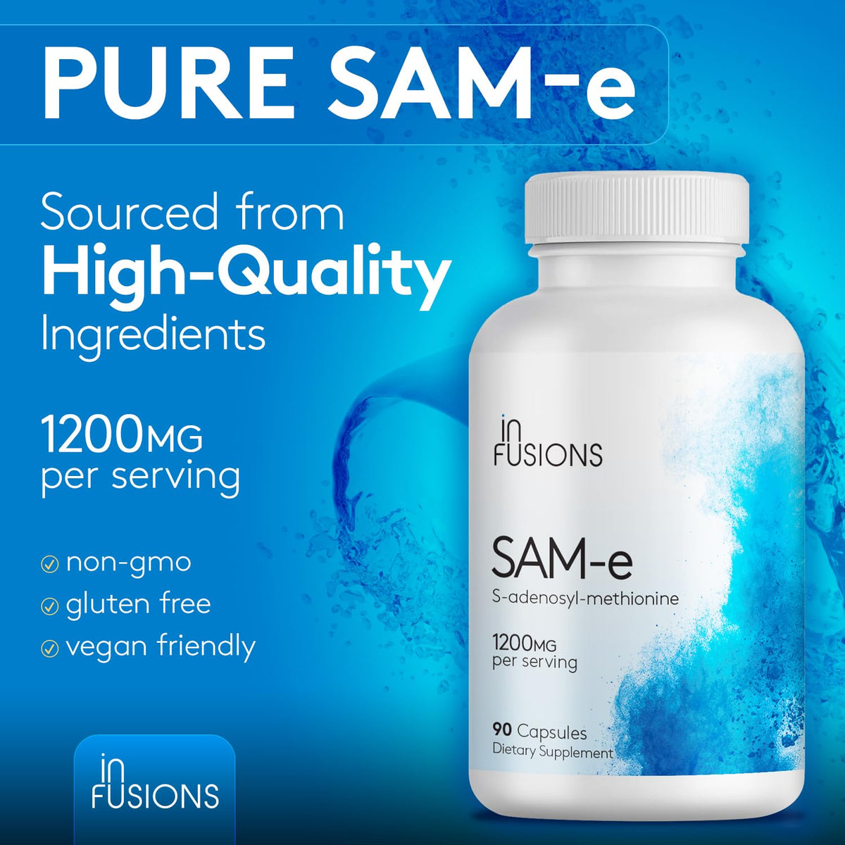 Capsules Infusions International SAM-e sur une surface en bois