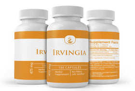 Capsules Irvingia en gros plan avec étiquette