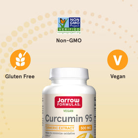 Capsules Jarrow Formulas Curcumin 95 dans une cuillère en bois