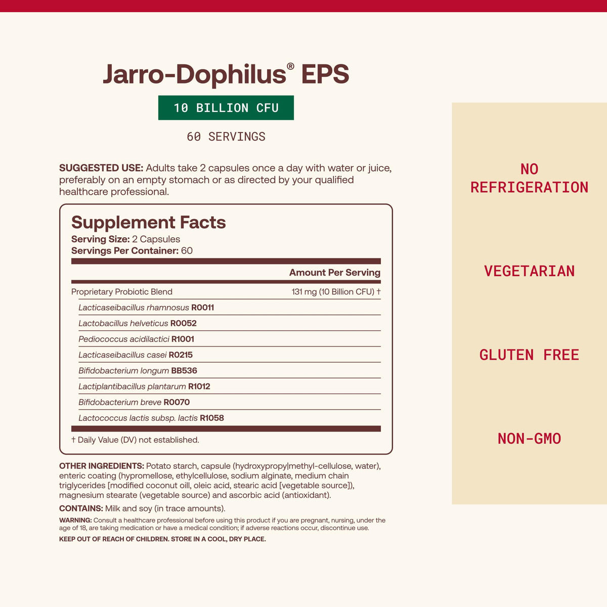 Capsules Jarrow Formulas Jarro Dophilus sur fond blanc