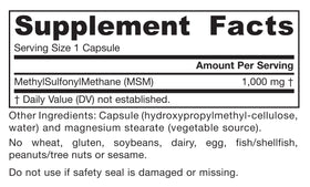 Capsules Jarrow Formulas MSM 1000 mg avec d'autres compléments alimentaires