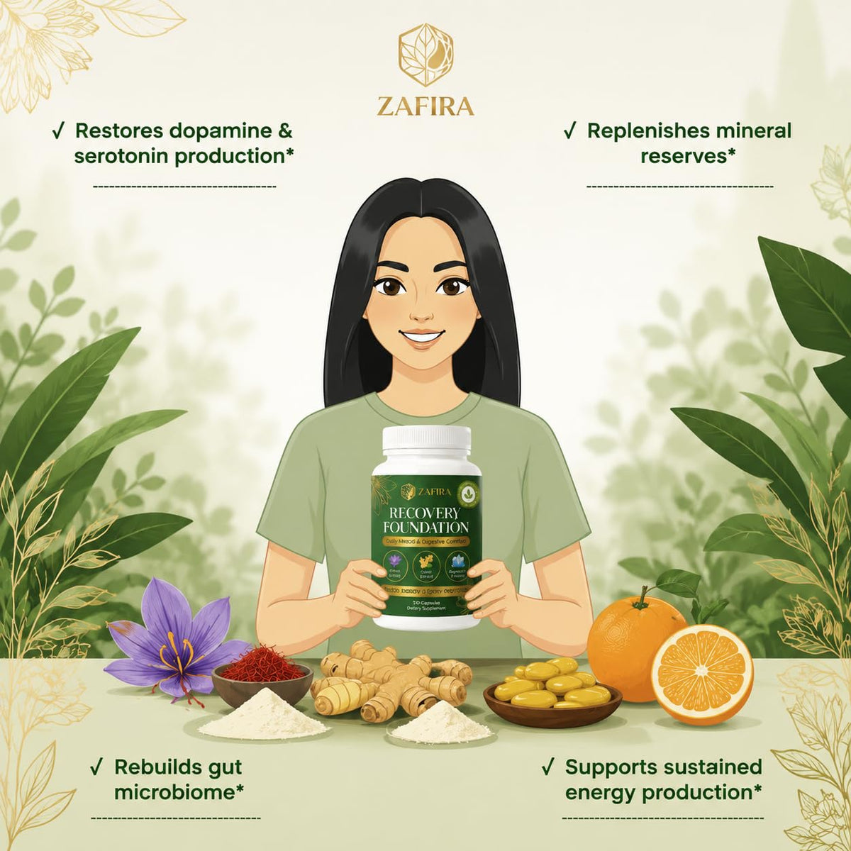 Capsules JetFlux Zafira Organics sur une surface blanche