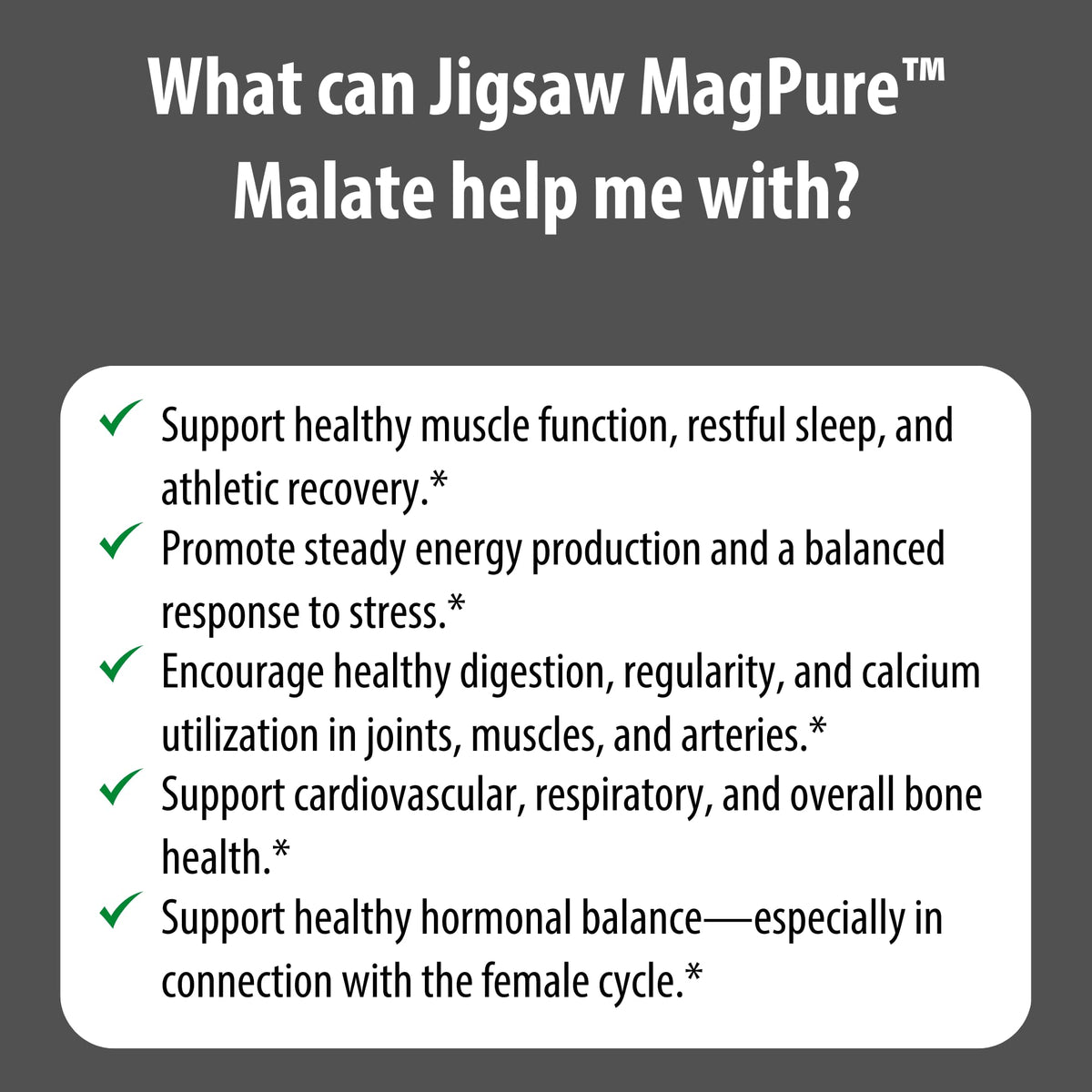 Capsules Jigsaw Health MagPure Malate avec des ingrédients naturels