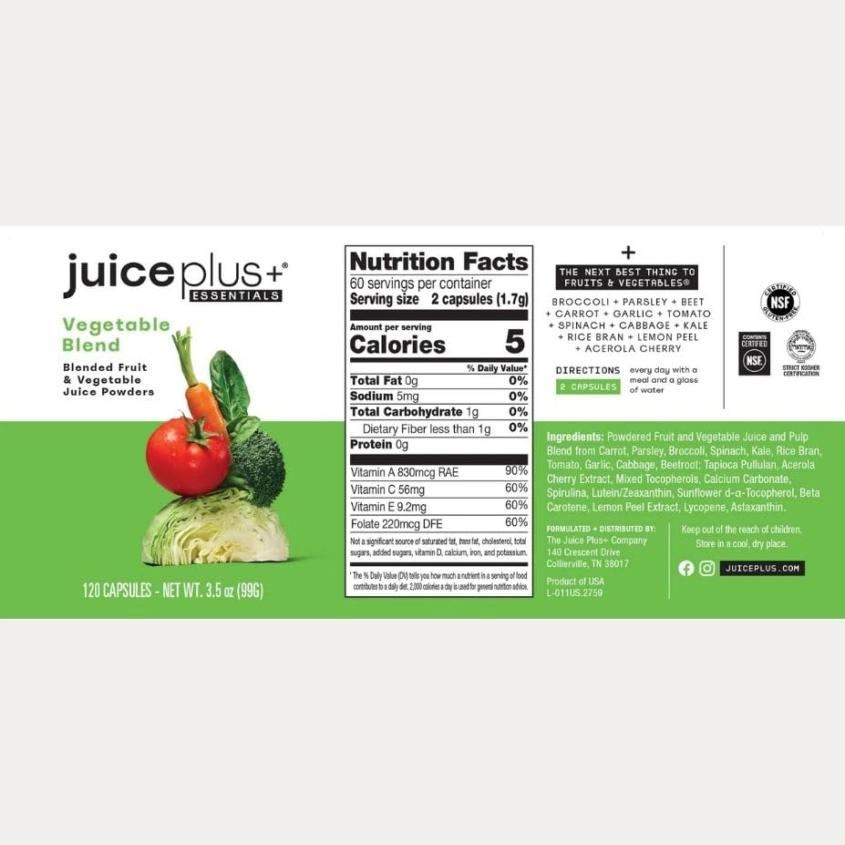 Capsules Juice Plus+ dans un verre