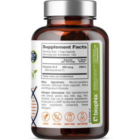 Capsules K2 MK-7 biophix et verre d'eau