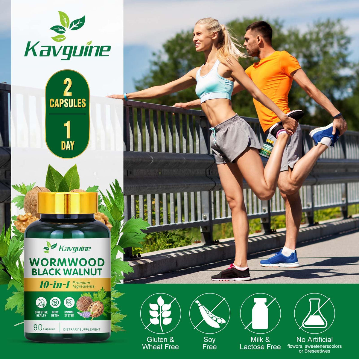 Capsules Kavguine 10 en 1 avec ingrédients listés