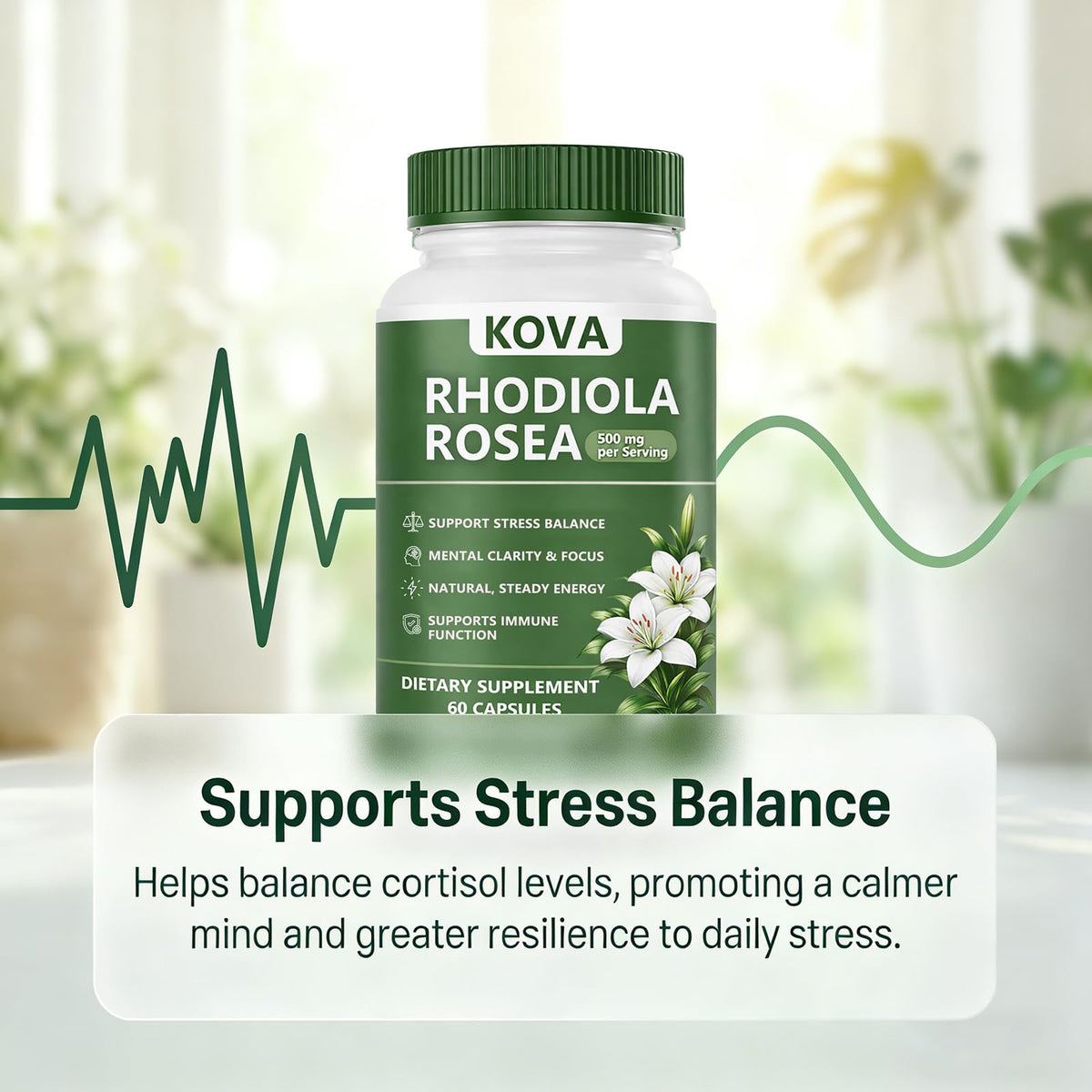 Capsules KOVA sur un fond de travail pour un mode de vie actif