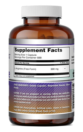 Capsules L-Arginine 500 mg d'Amazing Nutrition prêtes à être consommées