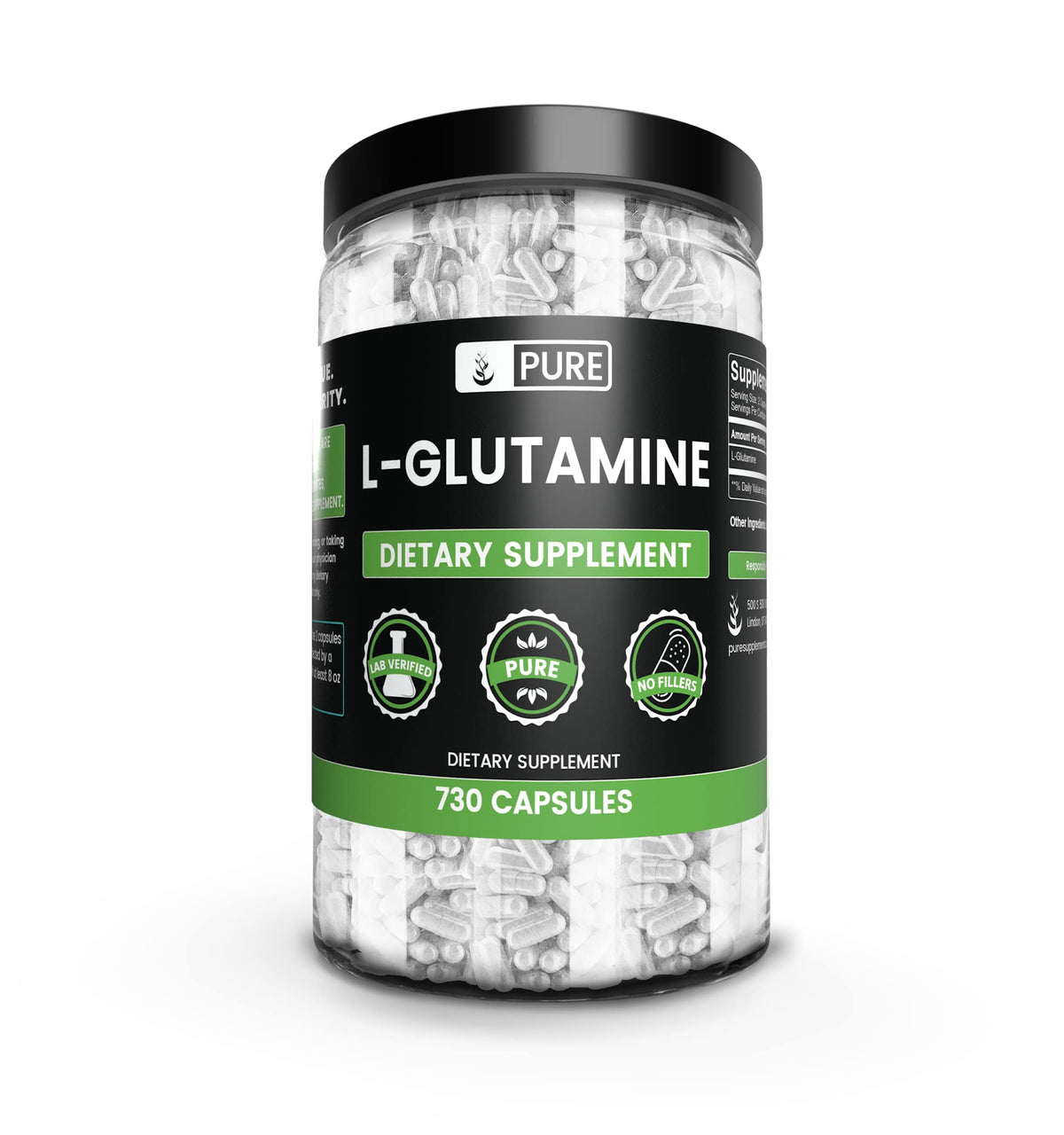 Capsules L-Glutamine PURE ORIGINAL INGREDIENTS vue de face