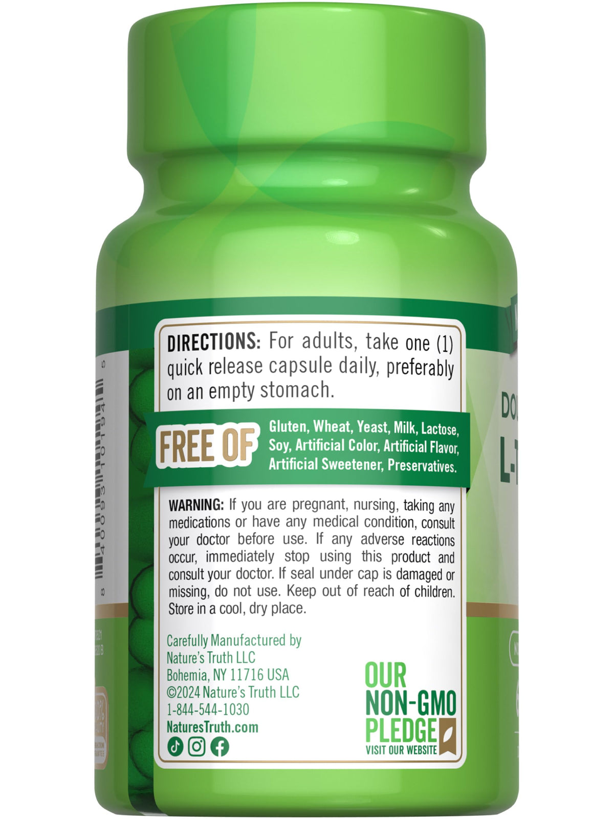 Capsules L-Theanine Nature's Truth ouvertes montrant le contenu