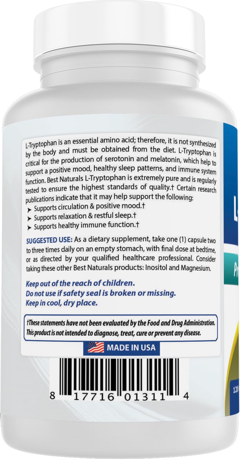 Capsules L-Tryptophan Best Naturals dans une main