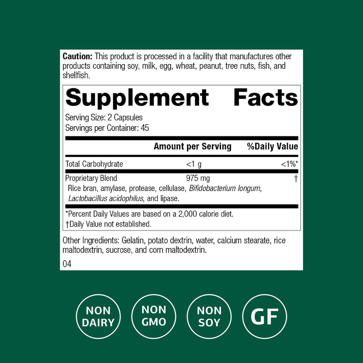 Capsules Lact-ENZ Standard Process sur une surface blanche
