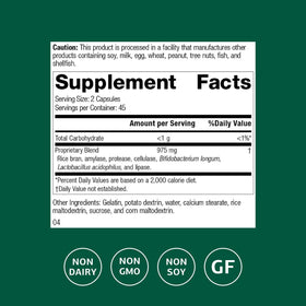 Capsules Lact-ENZ Standard Process sur une surface blanche