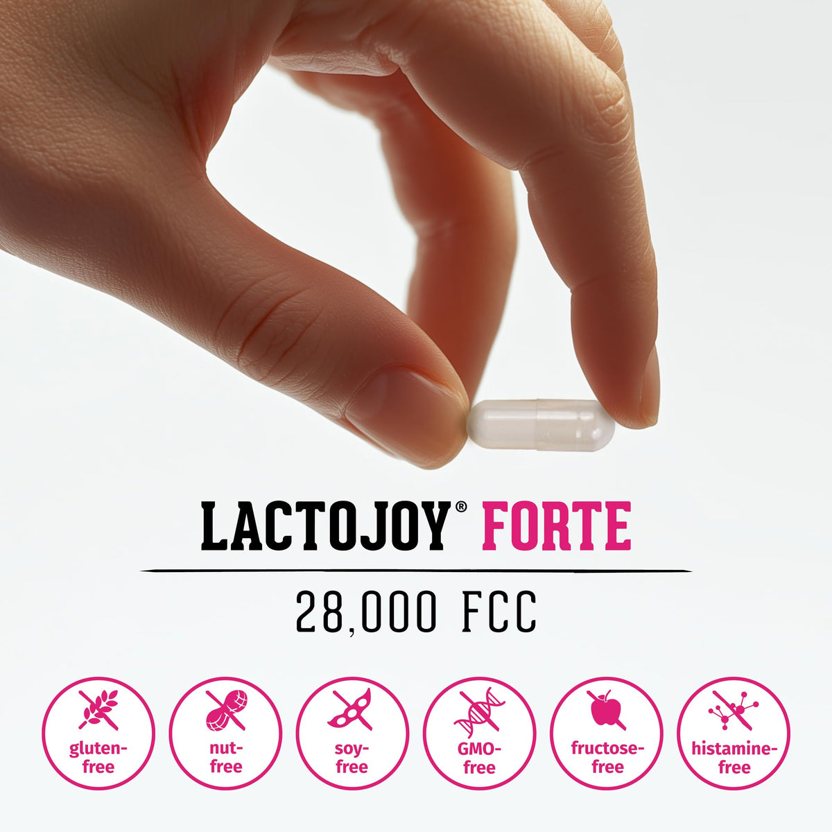 Capsules LactoJoy Forte avec un verre d'eau