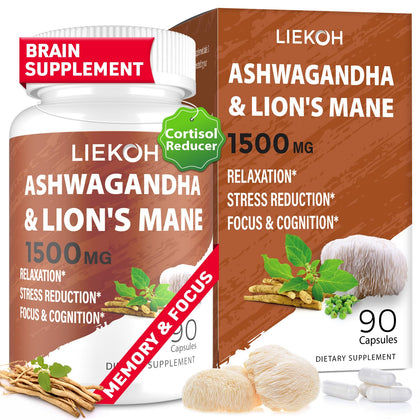 Capsules Liekoh de Lions Mane et Ashwagandha avec packaging