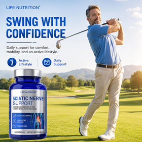 Capsules Life Nutrition sur une surface blanche