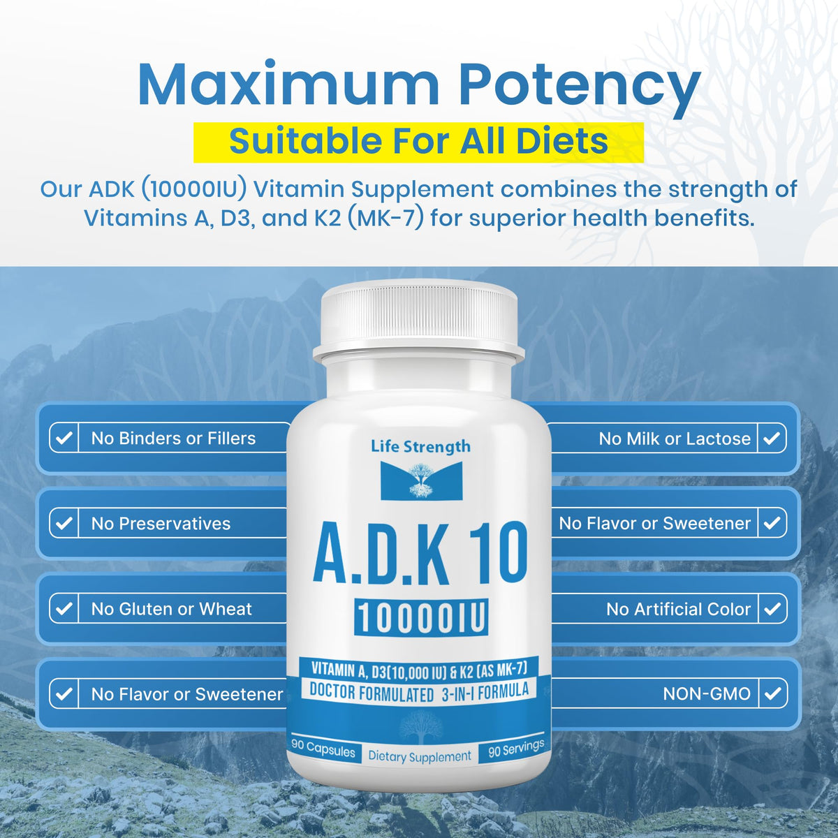 Capsules LifeStrength ADK 10 dans une main