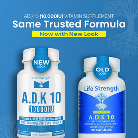 Capsules LifeStrength ADK 10 sur une table en bois