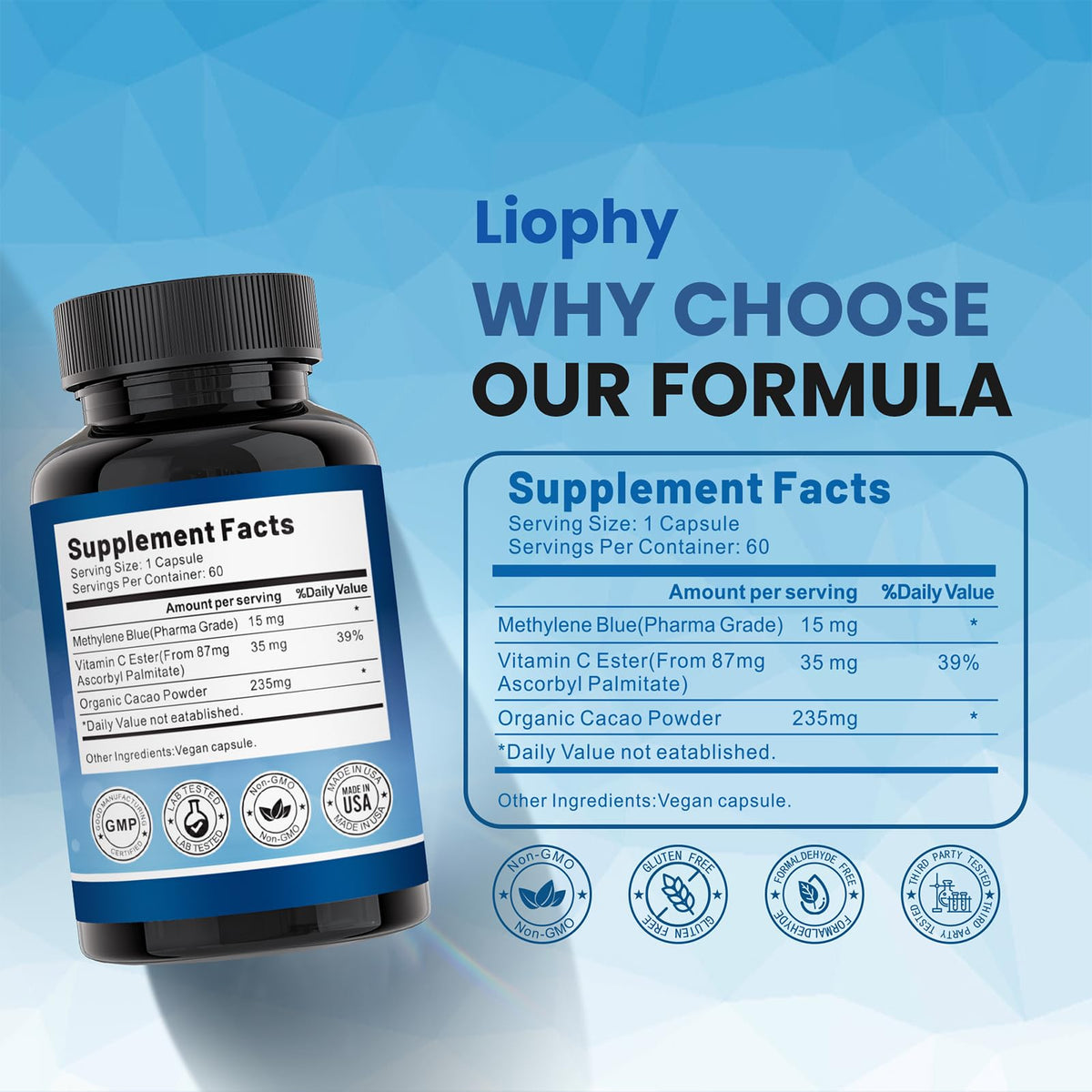 Capsules Liophy dans un environnement lumineux