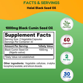 Capsules liquides d'huile de nigelle SHIFAA NUTRITION, format 1000 mg