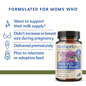 Capsules liquides de Motherlove sur une surface blanche