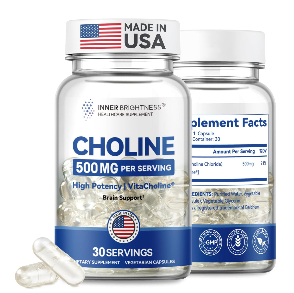 Capsules liquides Inner Brightness Choline 500mg en vue de face