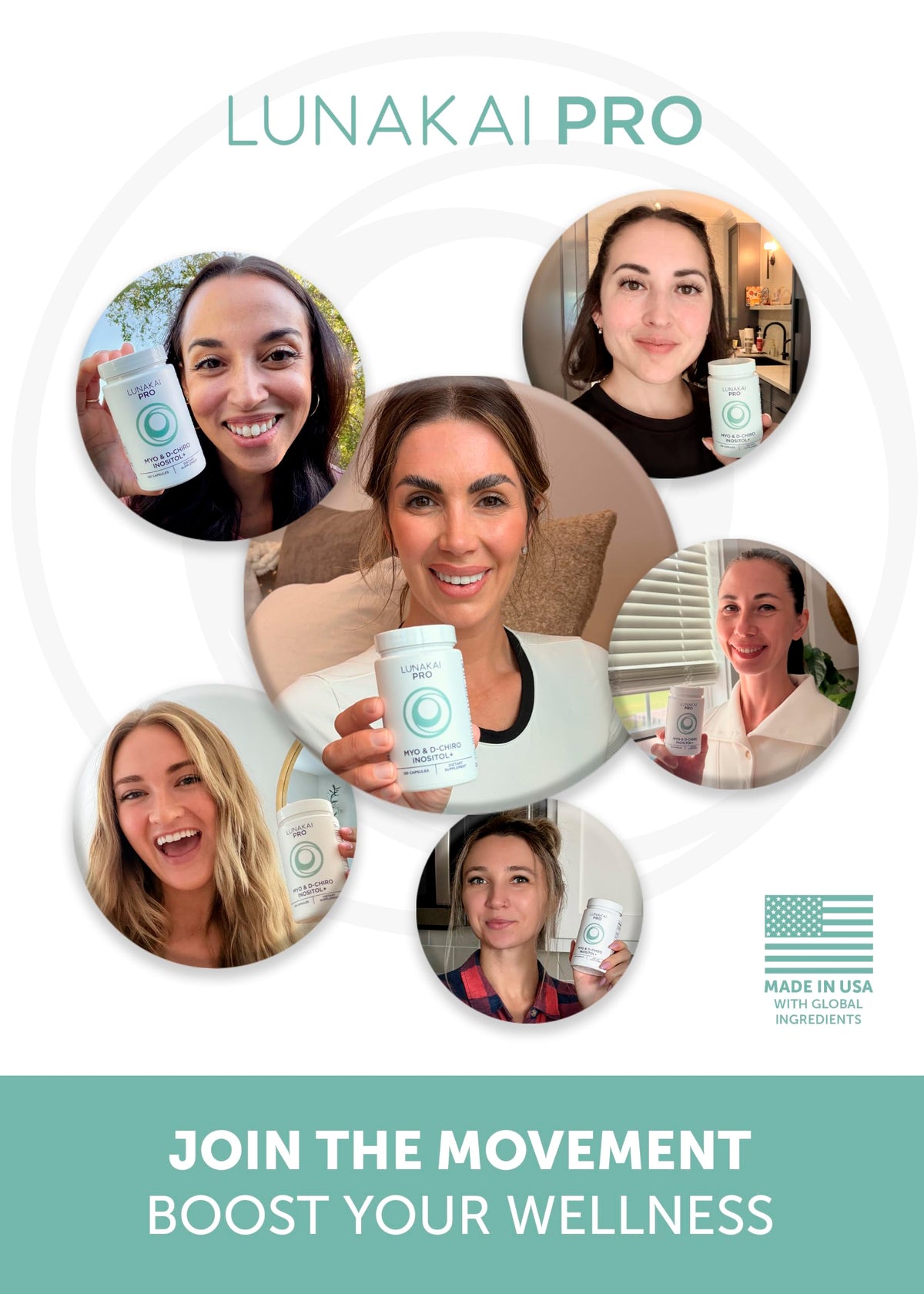 Capsules Lunakai Myo-Inositol D-Chiro Inositol avec une cuillère
