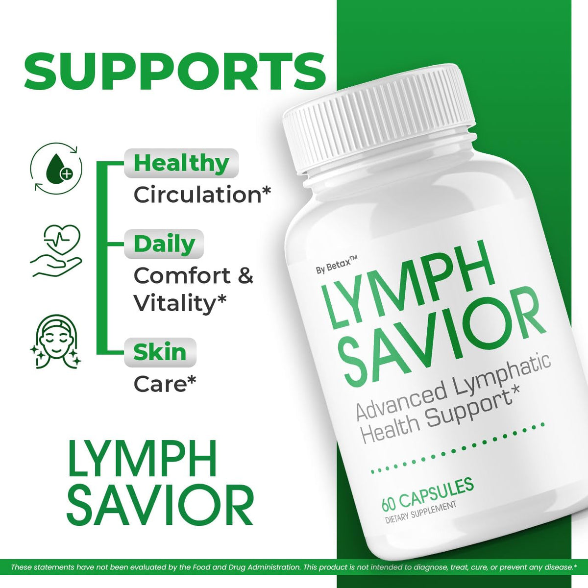 Capsules Lymph Savior de BetaX sur une surface neutre