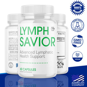 Capsules Lymph Savior de MJO sur une surface en bois