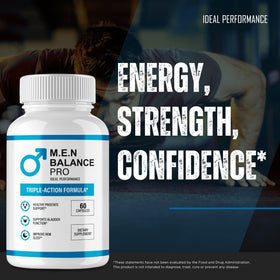 Capsules M.E.N Balance Pro d'IDEAL PERFORMANCE sur une surface blanche
