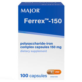 Capsules MAJOR Ferrex-150 Polysaccharide-Fer vues de face