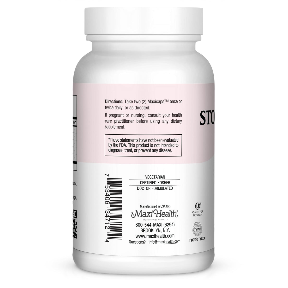 Capsules Maxi Health Slippery Elm sur une surface blanche