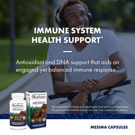 Capsules Mesima Host Defense sur une table en bois