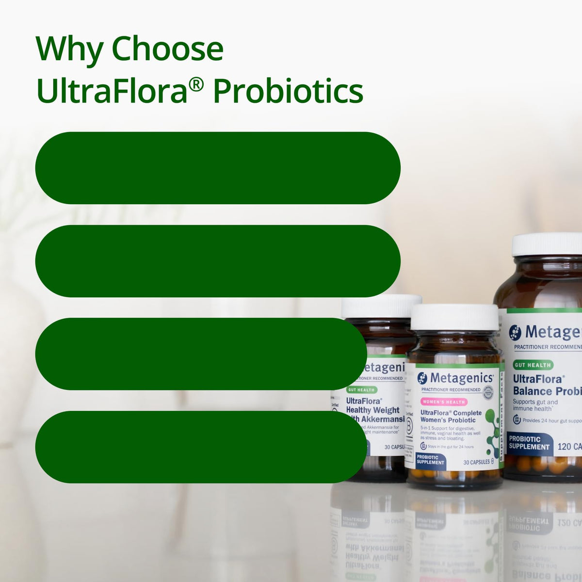 Capsules Metagenics UltraFlora Balance dans un verre