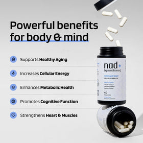 Capsules MINDHONEY NAD+ sur une surface blanche