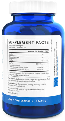 Capsules molles d'huile de poisson Omega 3 Essential Stacks