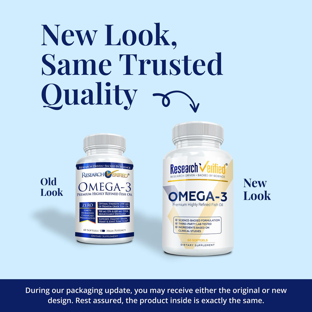 Capsules molles Omega 3-1800mg de Research Verified sur une table
