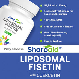 Capsules molles Sharoaid Fisetin avec Quercétine sur fond blanc
